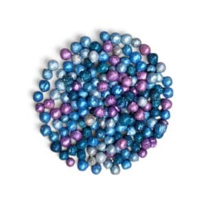 Detail van blauwe, turquoise en paarse SensoryFun kikkererwten Under the Sea Mix