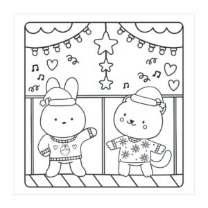 Kerstkleurplaat uit Sunny Vibes Christmas met twee dieren in truien