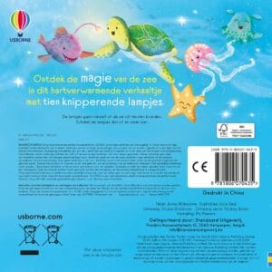 Achterkant van Usborne Fonkelende lichtjes In de zee met zeedieren