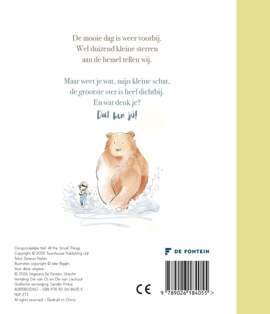 Van die kleine, fijne dingen | Jake Biggin & Eleanor Parkin – foto 2 Achterkant van Van die kleine, fijne dingen met beer en kind in de sneeuw