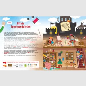 Inkijkfoto uit het Sinterklaas-zaklampboek: bij de speelgoedpieten